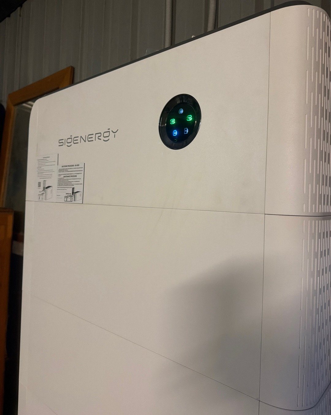 Sigenergy SigenStor energy controller at the top of a 48 kWh battery stack in a shed at Modanville Sigenergy SigenStor energy controller at the top of a 48 kWh battery stack in a shed at Modanville, installed by Sun Connect Solar