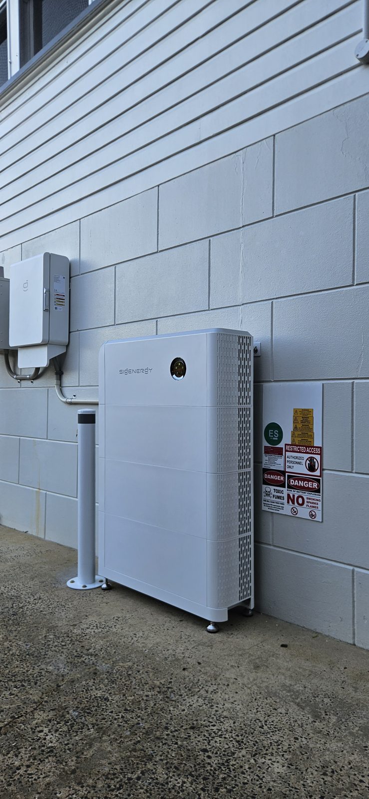 Sigenergy SigenStor three-phase battery installed beside a Lismore home by Sun Connect Solar